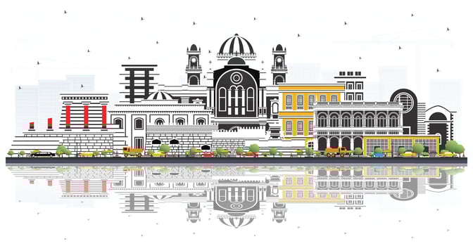 Heraklion Greece Crete City Skyline with Color Buildings and reflections Isolated on White. Tourism Concept with Historic and Modern Architecture. Heraklion Cityscape with Landmarks. vector