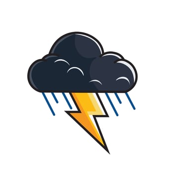 Illustration Graphic Cartoon of a Lightning and Rain Clouds Dancing in Harmony Under the Sky vector