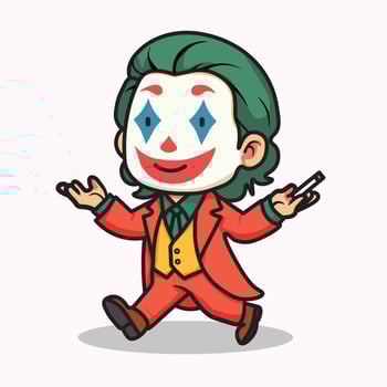 Illustration Graphic Cartoon of a Mini Joker, Radiating Playfulness and Wit, Inviting Laughter and Pondering vector