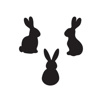 Three blacksilhouettes of rabbits on a white background vector