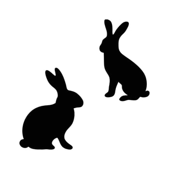 Two black rabbits are sitting on a white background vector