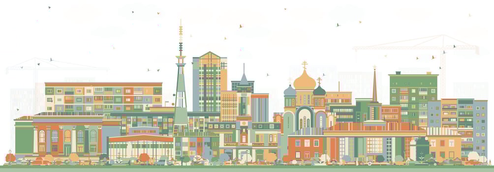 Syktyvkar Russia city skyline with color buildings. Illustration. Syktyvkar cityscape with landmarks. Travel and tourism concept with modern and historic architecture. vector