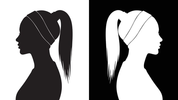 Woman Face Profile Silhouette Ponytail Hairstyle Beauty Fashion vector