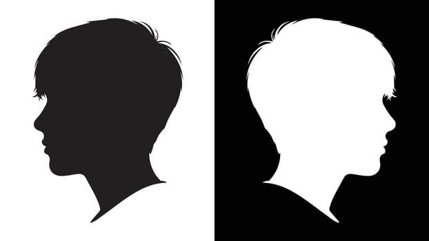 Child Profile Silhouette Positive and Negative Graphic Illustration vector