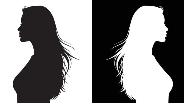 Woman Silhouette Portrait Black White Profile Beauty Fashion vector