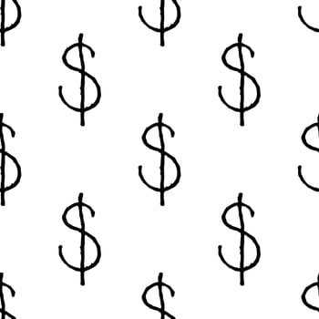 Seamless pattern with dollar currency symbol for decorative print, wrapping paper, greeting cards, wallpaper and fabric sketch vector
