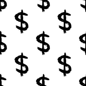 sketch Seamless pattern with dollar currency symbol for decorative print, wrapping paper, greeting cards, wallpaper and fabric vector