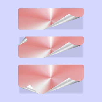 Pink Sticker Tabs with Peel-Off Effect and Glossy Highlights vector