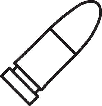 Bullet ammunition cartridge outline black icon isolated firearm weapon simple design illustration military war danger metal object safety equipment vector