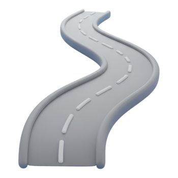 Winding road with dashed lines isolated on transparent background png