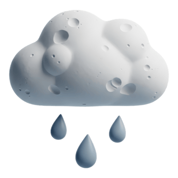 Clay cloud with rain drops isolated on transparent background png