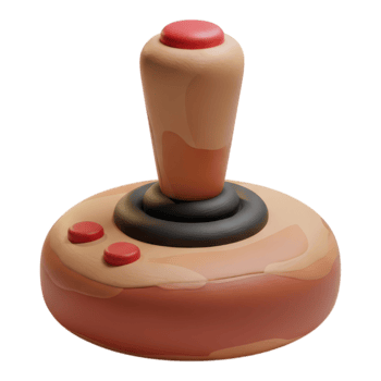 Retro joystick controller for games isolated on transparent background png
