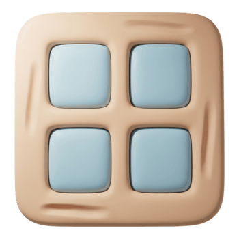 Square app icon with four blue buttons isolated on transparent background png