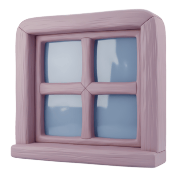 Cartoonish pink window frame isolated on transparent background png