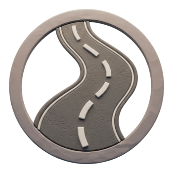 3d render of a winding road inside a circle, isolated on transparent background png