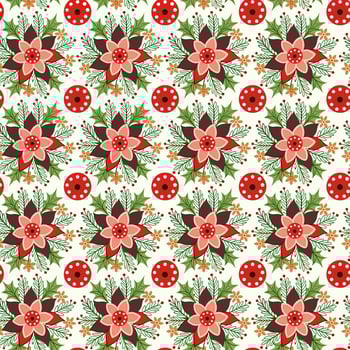 A pattern with red and green flowers on it vector