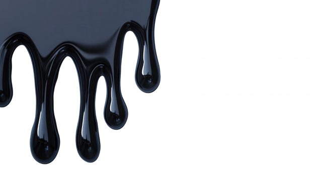 3d gooey Black paint dripping, flowing downward on transparent surface, creating icon sticky texture with smooth dynamic movement png
