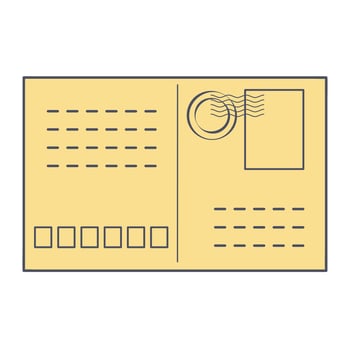 Postal envelope with postage stamp. An empty form template. Place for your text. illustration vector