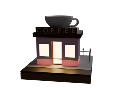 Cute Coffee Shop Illustration with Transparent Background png