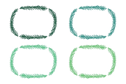 spruce Set of hand drawn Christmas decoration border with spruce branches. Wreath doodle. Christmas, winter and New Year design element vector