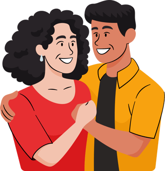 Male female couples embrace each other in love with ethnic diversity and skin color png