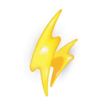 Curved Lightning Bolt with Reflective Golden Gradient for Futuristic Style vector