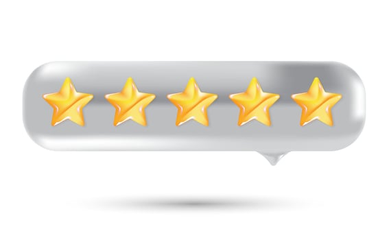 5 Star Rating Bubble Icon in Chrome and Gold for Review Systems vector