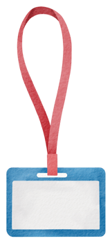 Watercolor blue name tag with lanyard png