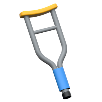 3D crutch icon symbolizing injury support and mobility aid. png