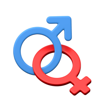 Male and female gender 3D icon for health and biology. png