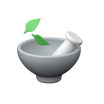 3D mortar and pestle for natural remedies and herbal medicine. png