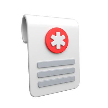 Here is a 3d render icon of medical report in trendy design style png