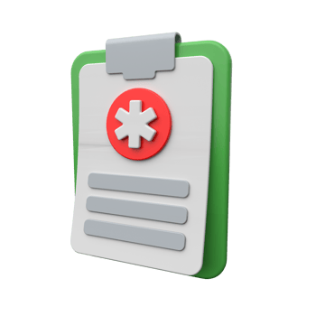 A stylized 3D medical clipboard icon, for checklists, notes, and patient forms. png