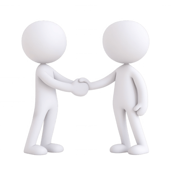 Two 3d white icon user characters shaking hands, creating a simple yet powerful image of agreement and partnership on a transparent background png