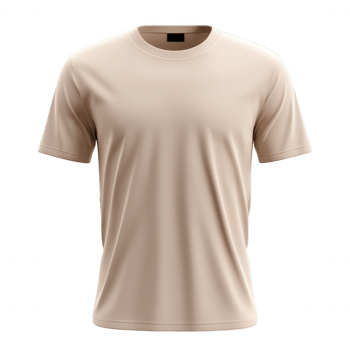 Simple, clean beige t shirt mockup isolated on transparent background, ideal for displaying designs, logos, artwork png