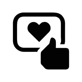 Black Heart within Frame and Thumbs Up Icon Illustration vector
