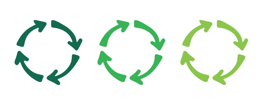 organic Hand drawn recycle arrow icon Recycling resources symbol Reuse of materials, zero waste, green environment, saving the planet vector