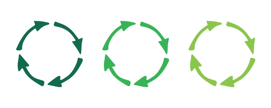 Hand drawn recycle arrow icon Recycling resources symbol Reuse of materials, zero waste, green environment, saving the planet doodle vector
