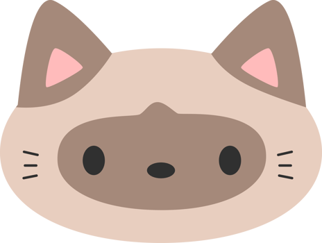 Cute siamese cat face cartoon flat design illustration png