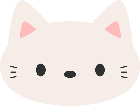 Cute white cat face cartoon flat design illustration png
