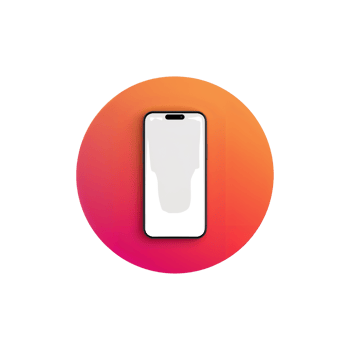 Stylized Smartphone Icon Design on Vibrant Gradient Circle with Transparent Backdrop png