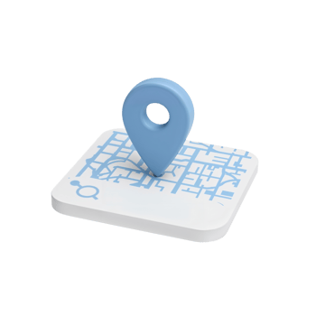 Stylized map pin icon atop a minimalist city layout, rendered on an isolated plain field png