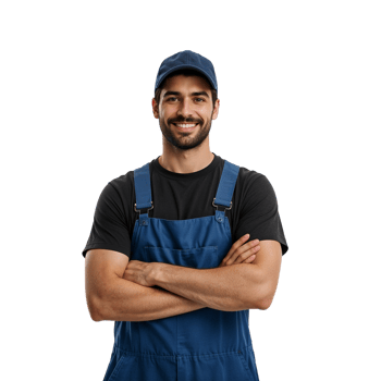 Smiling professional worker standing confidently with arms crossed transparent style presentation png