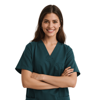 Confident medical professional radiating warmth and assurance against a clean backdrop of png