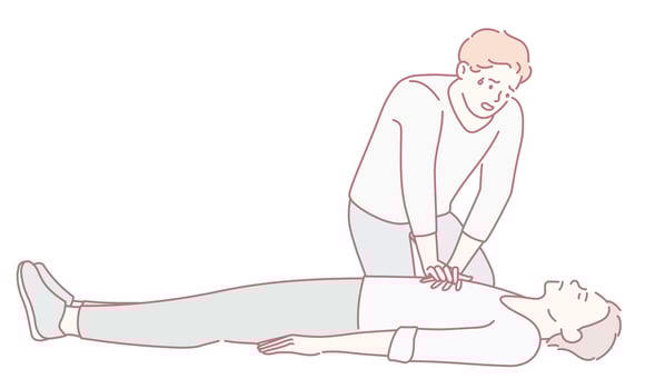 Person performing CPR on another individual vector