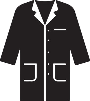 Stylish Black Lab Coat Icon Professional Medical Apparel for Doctors, Scientists, and Healthcare Workers - Professional digital artwork with vibrant colors and detailed composition vector