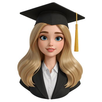 Charming 3D Cartoon Graduate with Golden Tassel Radiating Intelligence and Poise on Isolated space png