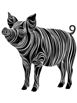 Minimal pig line art icon png
