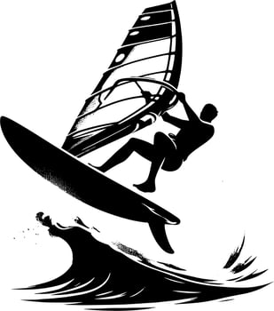 Windsurfer Soars Above Breaking Wave on Powerful Updraft vector