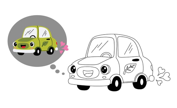 Cartoon cars with smiling faces vector